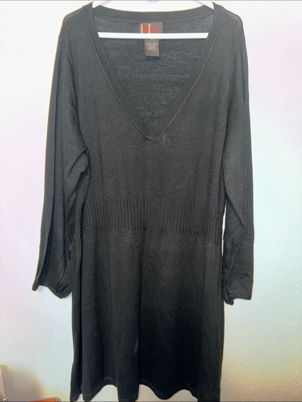 R&K Black Knit Top with Red Logo Tag
